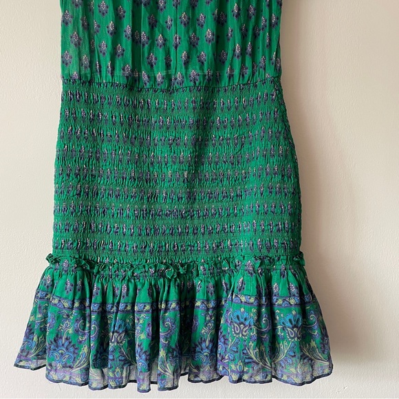 Veronica Beard Brindelle Mini Dress Smocked Flutter Sleeve Kelly Green Size 4 - Picture 13 of 15